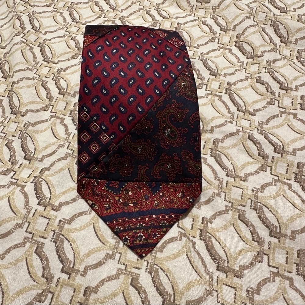 Robert Talbott Patchwork Red & Blue Tie Long & Wi… - image 8